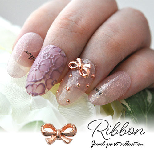 メタルパーツ リボン ネイルパーツ ( ピンクゴールド ) リボンパーツ5