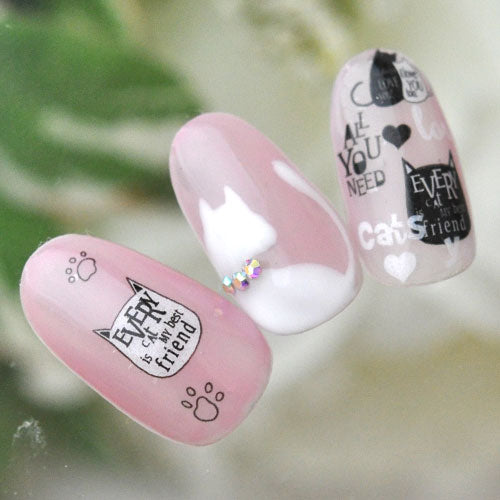 ネイルシール 日本製 猫 キャット 文字 zecca かわいい ネイル工房