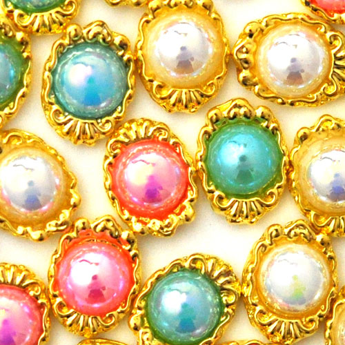 ネイルパーツ パール ストーンディッシュ 人魚 オーロラパール メタルパーツ | ネイル ジェルネイル パーツ ネイル用品 デコ ネイルジュエリー ゴールド ネイル工房 ネイルアート ネイルグッズ デコパーツ ジェルネイルアート メタル ジェル ジェルネイルパーツ