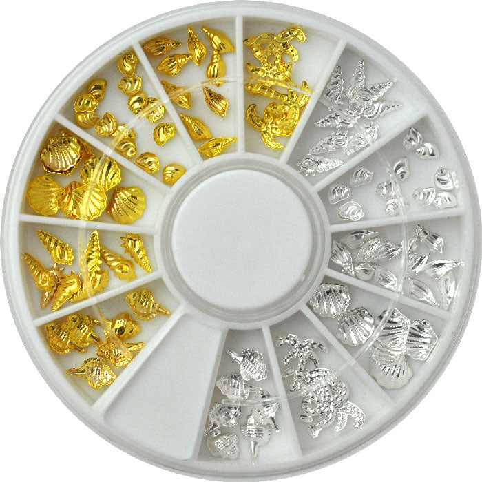 ネイルパーツ お試しセット 南国の仲間 海 夏 ヤシの木 貝 シェル ケース付き |ネイル パーツ ジェル ネイルパーツ ネイル用品 スタッズ メタルパーツ ゴールド メタル ストーンセット ストーン セット ジェルネイル ネイル ネイル工房