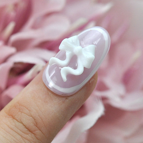 リボン ホワイト 5個入 シリコン or プラスチック リボンパーツ ネイル