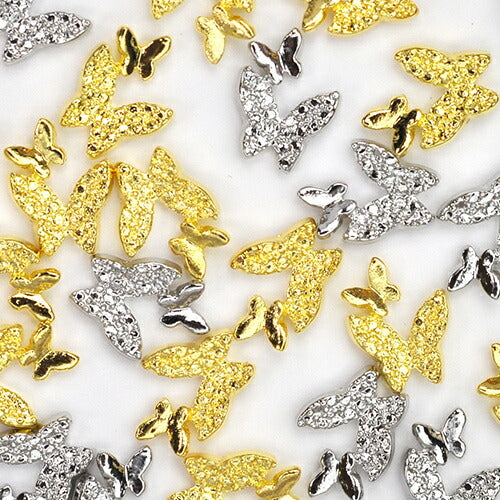 蝶々 5個入 メタルパーツ ネイルジュエリー ネイルパーツ  ゴールド  シルバー 蝶 フラワーアート ネイルアート | ジェルネイル ネイル パーツ 花 ジェル ネイル用品 メタル デコパーツ ジュエリーネイル ゴールドパーツ シルバーパーツ ジェルネイルパーツ ネイル工房