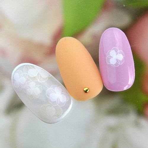 フラワーネイルシール 極薄 透ける 花 ホワイト カラージェル の