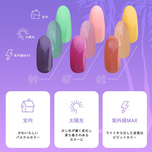 全10色セット】UVチェンジ 紫外線で色が変わる カラージェル ジェル