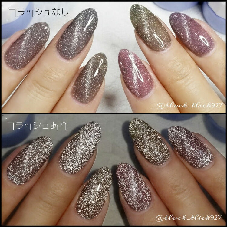 フラッシュグリッター & マグネットネイル のハイブリット カラー