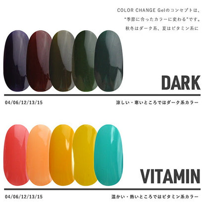 ジェルネイル カラージェル 温度で色が変わる「color change ジェル」 ダーク系からビタミン系に変化 カメレオンジェル | カラー ポリッシュ ネイルジェル アートジェル ジェルネイル用品 爪 カラージェルネイル ジェルネイルアート ネイル工房