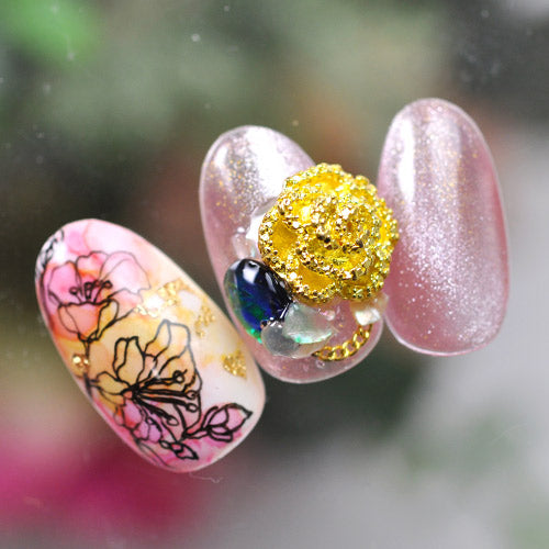 ネイルパーツ 3個 メタルパーツ 立体 フラワー 薔薇 ブリオン 3D