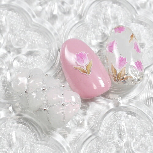 3D チューリップ ピンク 葉 花 フラワー 大人のフラワー ネイル