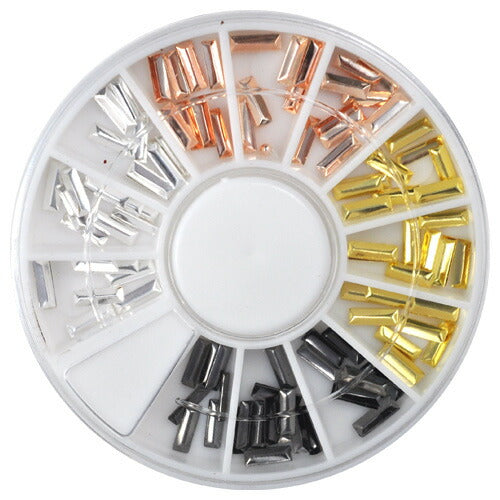 スタッズ ラインストーン お試しセット 4色 長方形 ケース付き |ネイル パーツ ジェル ネイルパーツ ネイル用品 スタッズ メタルパーツ ゴールド メタル ストーンセット ストーン セット ジェルネイル ネイル ネイル工房