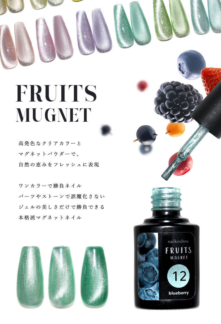 超高発色 マグネットネイル フルーツの果汁のような透明感あふれる 「FruitMagnet」 カラージェル ジェルネイル クリアカラー   フルーツマグネット  ネイルジェル アートジェル ジェルネイル用品 爪 カラージェルネイル ネイル工房 にわちゃん