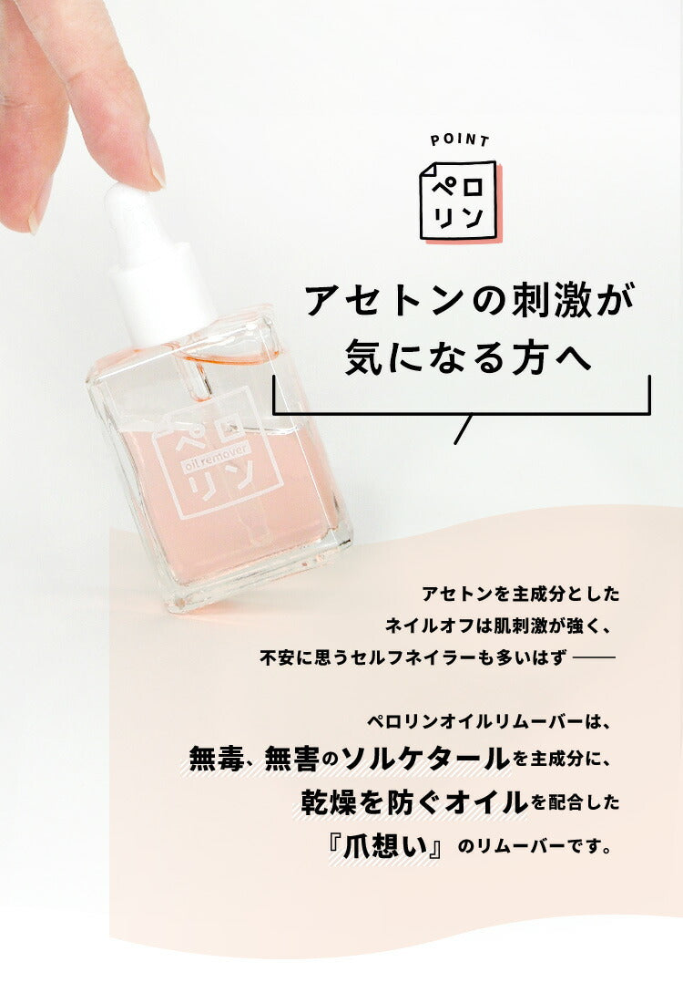 ペロリン オイルリムーバー キューティクルオイル リムーバー  |  アセトン を使わない オイルで ケア しながら優しくオフ ネイル ネイル用品 ジェル  ベース ネイルオフ 爪 便利グッズ ネイルジェル ネイルケア ジェルネイル用品 ネイル工房