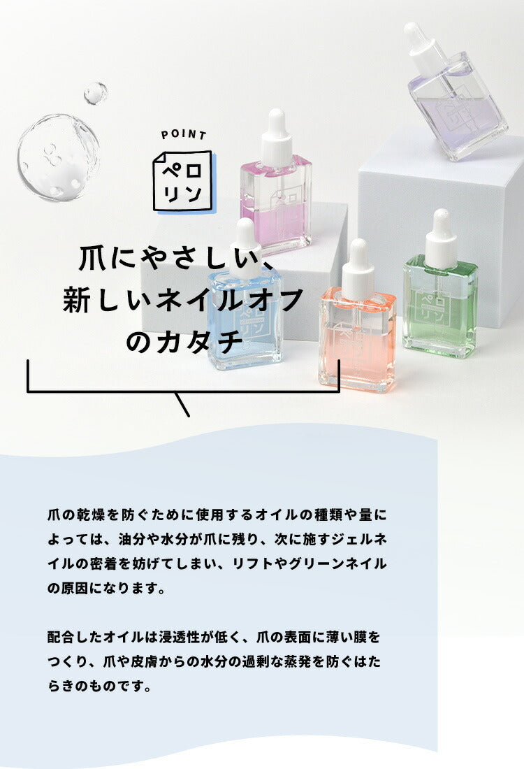 ペロリン オイルリムーバー キューティクルオイル リムーバー  |  アセトン を使わない オイルで ケア しながら優しくオフ ネイル ネイル用品 ジェル  ベース ネイルオフ 爪 便利グッズ ネイルジェル ネイルケア ジェルネイル用品 ネイル工房