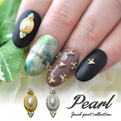 ネイルパーツ パール ネイルジュエリー 2個 フレーム | ネイル パーツ ネイル用品 ジェル レジン メタルパーツ ハンドメイド ジェルネイルパーツ パール ジェルネイル用品 ネイルアート  アクセサリー ネイル工房