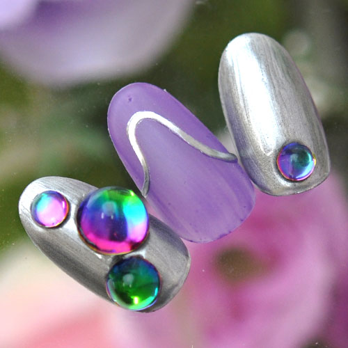 ラインストーン ラウンド レインボー ルース 乳白色 シャボン玉