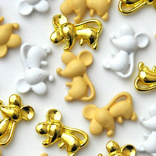 オリジナル作品　ネズミ ネイルパーツ アニマル ねずみ ネズミ チーズ ゴールド ホワイト