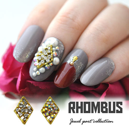ネイルパーツ 2個 メタルパーツ ひし形 ランバス カーブ付き ビジュー | ネイル ジェルネイル パーツ ネイル用品 デコ ネイルジュエリー ゴールド ネイルアート ネイルグッズ デコパーツ ジェルネイルアート メタル ジェル ジェルネイルパーツ ネイル工房