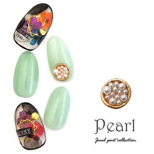 ネイルパーツ パールディッシュ パールを盛ったメタルパーツ ネイルジュエリー| ネイル パーツ パール ゴールド ネイル用品 ジェル レジン メタルパーツ ハンドメイド ジェルネイルパーツ パール ジェルネイル用品 ネイルアート  アクセサリー ネイル工房