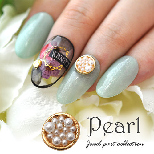 ネイルパーツ パールディッシュ パールを盛ったメタルパーツ ネイルジュエリー| ネイル パーツ パール ゴールド ネイル用品 ジェル レジン メタルパーツ ハンドメイド ジェルネイルパーツ パール ジェルネイル用品 ネイルアート  アクセサリー ネイル工房