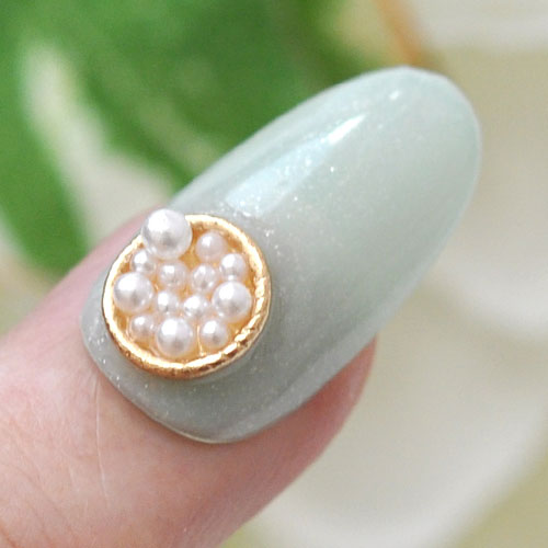 ネイルパーツ パールディッシュ パールを盛ったメタルパーツ ネイルジュエリー| ネイル パーツ パール ゴールド ネイル用品 ジェル レジン メタルパーツ ハンドメイド ジェルネイルパーツ パール ジェルネイル用品 ネイルアート  アクセサリー ネイル工房