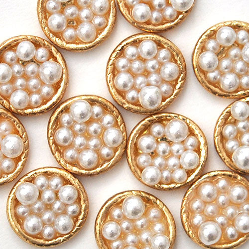 ネイルパーツ パールディッシュ パールを盛ったメタルパーツ ネイルジュエリー| ネイル パーツ パール ゴールド ネイル用品 ジェル レジン メタルパーツ ハンドメイド ジェルネイルパーツ パール ジェルネイル用品 ネイルアート  アクセサリー ネイル工房