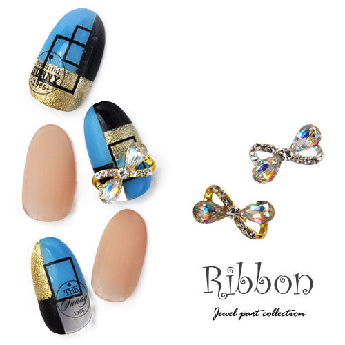 ネイルパーツ リボンジュエリー 2個 ネイルアート ネイルジュエリー リボン ジェルネイル メタルパーツ | ネイル パーツ ネイルパーツ ジェル ネイル用品 リボンモチーフ ハンドメイド デコ メタル  ジュエリーネイル ネイル工房