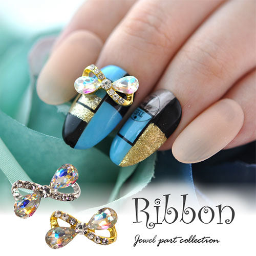 ネイルパーツ リボンジュエリー 2個 ネイルアート ネイルジュエリー リボン ジェルネイル メタルパーツ | ネイル パーツ ネイルパーツ ジェル ネイル用品 リボンモチーフ ハンドメイド デコ メタル  ジュエリーネイル ネイル工房
