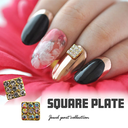 ネイルパーツ 四角 プレート パーツ 2個 ネイルアート ネイルジュエリー ジェルネイル メタルパーツ | ネイル パーツ ネイルパーツ ジェル ネイル用品 ハンドメイド デコ メタル  ジュエリーネイル ネイル工房