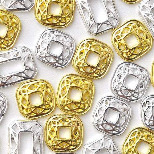 ネイルパーツ ( ゴールド / シルバー ) フレーム ダイヤモンド スクエア 四角 メタルパーツ ネイルパーツ ネイルアート ゴールド メタル デコ | ジェルネイル ネイル パーツ ジェル ネイル用品  ネイル工房