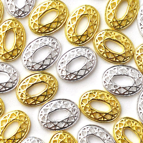 ネイルパーツ ( ゴールド / シルバー ) フレーム ダイヤモンド オーバル メタルパーツ ネイルパーツ ネイルアート ゴールド メタル デコ | ジェルネイル ネイル パーツ ジェル ネイル用品  ネイル工房