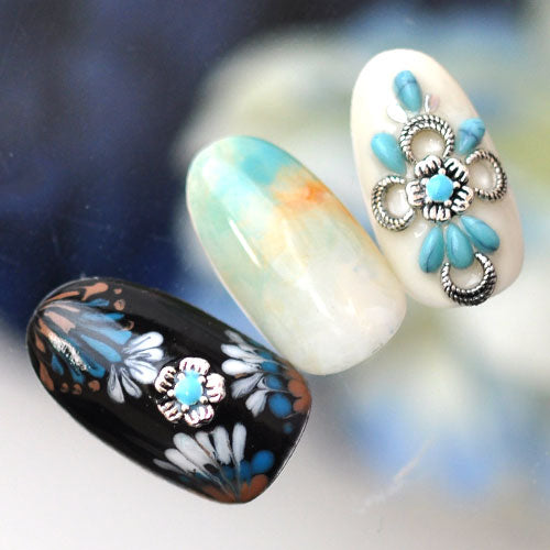 メタルパーツ ネイルジュエリー ネイルパーツ ゴールド シルバー ターコイズ フラワー コンチョ | ジェルネイル ネイル パーツ 花 ジェル ネイル用品 フラワー メタル  ネイルアート フラワーパーツ ゴールドパーツ シルバーパーツ ネイル工房