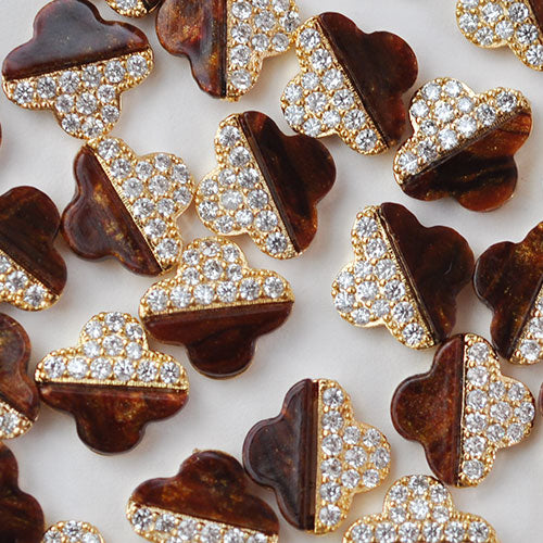 ネイルパーツ メタルパーツ ネイルジュエリー べっ甲 ウッド クローバー フラワー ジルコニア オパール | メタル ネイル パーツ ジェルネイル ネイル用品 ネイルパーツ ジェル メタルスタッズ ネイル工房