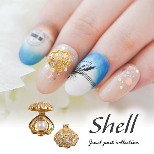 ネイルパーツ メタルパーツ マリンパーツ ネイルジュエリー  ゴールド ロケットペンダント シェル 貝 ジルコニア | メタル ネイル パーツ ジェルネイル ネイル用品 ネイルパーツ ジェル シェル スタッズ 夏 マリン シェルパーツ メタルスタッズ ネイル工房
