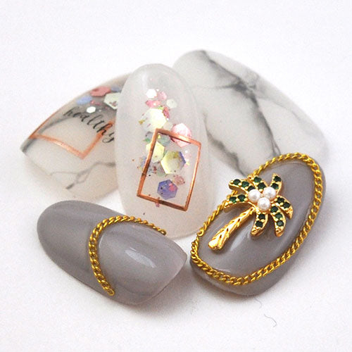 ネイルパーツ メタルパーツ マリンパーツ ネイルジュエリー  ゴールド ヤシの木 南国 ジルコニア | メタル ネイル パーツ ジェルネイル ネイル用品 ネイルパーツ ジェル シェル スタッズ 夏 マリン シェルパーツ メタルスタッズ ネイル工房