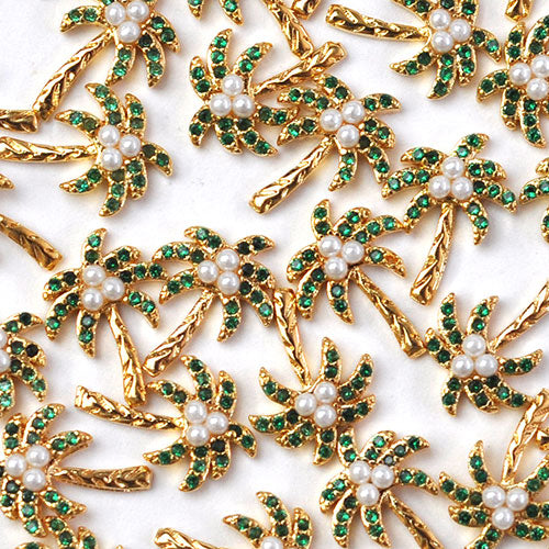 ネイルパーツ メタルパーツ マリンパーツ ネイルジュエリー  ゴールド ヤシの木 南国 ジルコニア | メタル ネイル パーツ ジェルネイル ネイル用品 ネイルパーツ ジェル シェル スタッズ 夏 マリン シェルパーツ メタルスタッズ ネイル工房