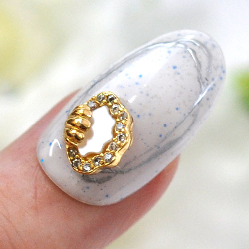 ネイルパーツ メタルパーツ マリンパーツ ネイルジュエリー  ゴールド ロケットペンダント 天然貝 3D シェル 貝 ジルコニア | メタル ネイル パーツ ジェルネイル ネイル用品 ネイルパーツ ジェル シェル スタッズ 夏 マリン シェルパーツ メタルスタッズ ネイル工房