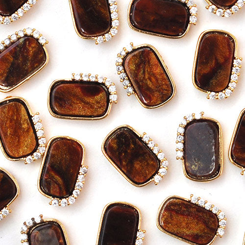 ネイルパーツ メタルパーツ ネイルジュエリー べっ甲 鼈甲 ウッド ブラウン プレート ジルコニア | メタル オパール ネイル パーツ ジェルネイル ネイル用品 ネイルパーツ ジェル メタルスタッズ ネイル工房