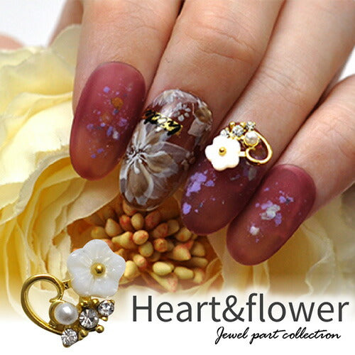 ネイルパーツ 2個入 メタルパーツ フラワー ハート クリスタル パール ゴールド ストーン ネイルアート ジュエリー ジェルネイル ネイル アート ネイルパーツ | パーツ ネイル用品 ジェル ジェルネイルパーツ 花 ジェルネイル用品 ネイルグッズ  ネイル工房