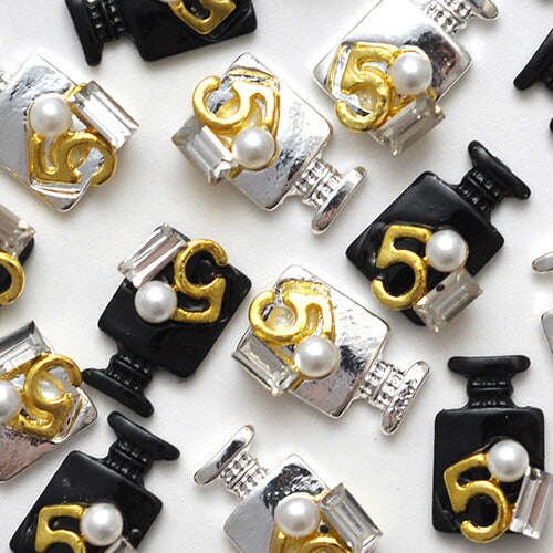 メタルパーツ ネイルジュエリー ネイルパーツ ( ブラック / シルバー ) パロディ 香水瓶 ボトル モノトーン ネイルジュエリー | ジェルネイル ネイル パーツ ジェル ネイル用品 デコ メタル  ネイルアート ジュエリーネイル ネイルグッズ ゴールドパーツ ネイル工房