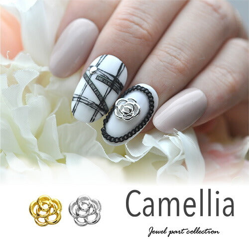 メタルパーツ カメリア フラワー ネイルアート ゴールド くり抜き