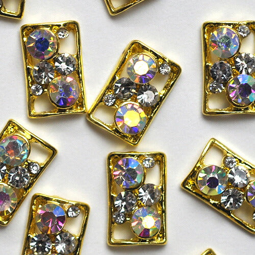 ネイルパーツ メタルパーツ ネイルジュエリー 長方形 プレート クリスタル製ストーン ビジューパーツ| メタル ネイル パーツ ジェルネイル ネイル用品 ネイルパーツ ジェル メタルスタッズ ネイル工房