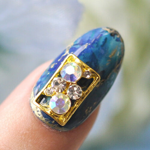 ネイルパーツ メタルパーツ ネイルジュエリー 長方形 プレート クリスタル製ストーン ビジューパーツ| メタル ネイル パーツ ジェルネイル ネイル用品 ネイルパーツ ジェル メタルスタッズ ネイル工房