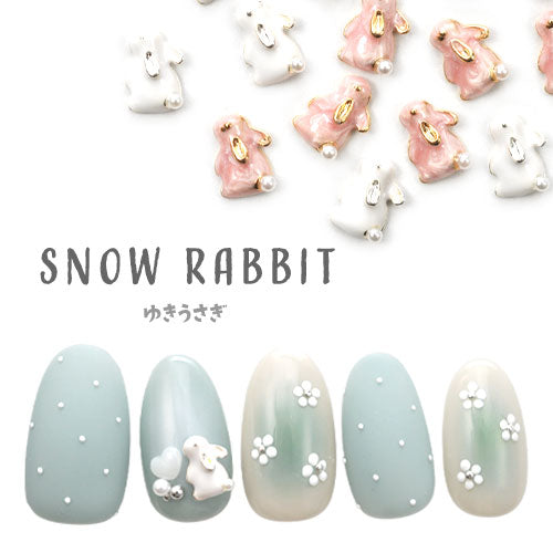 ネイルパーツ 2個入 うさぎ ウサギ 月見 雪ウサギ 雪 ネイルジュエリー メタルパーツ | ジェルネイル ネイル用品 ジェル レジン メタルパーツ ハンドメイド パール ネイルジュエリー ネイル工房