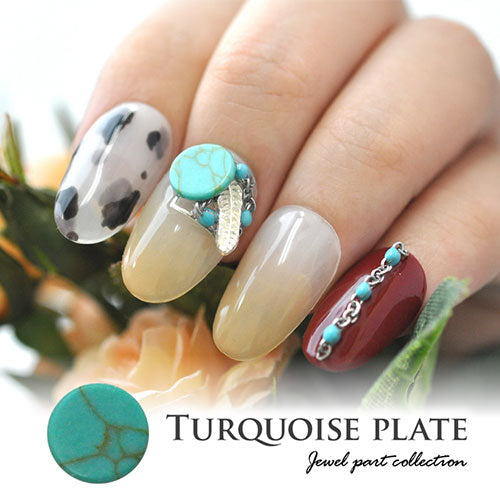 ターコイズ ラインストーン プレート タイル ラウンド 天然石風 ネイルアート ネイルジュエリー ジェルネイル|ジェル ネイル パーツ ネイルパーツ ネイル用品 デコ ジェルネイルパーツ ハウライト セルフネイル デコパーツ ジェルネイル用品 ネイルグッズ 8mm