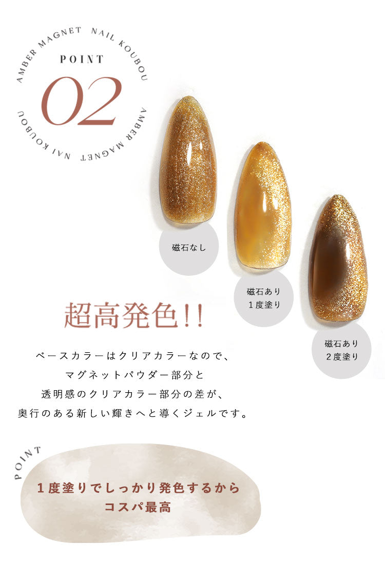 マグネットネイル 冬のWarmカラー アンバー 琥珀 『Amber Magnet』 カラージェル ジェルネイル クリアカラー  ネイルジェル アートジェル ジェルネイル用品 爪 カラージェルネイル ネイル工房 にわちゃん