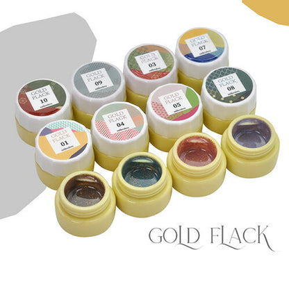 全10色セット 天然石 ジェル 「 Gold Flag」極薄の 箔 が入った カラージェル ジェルネイル |  和風 ラメ  ネイルジェル アートジェル ジェルネイル用品 爪 カラージェルネイル ジェルネイルアート ネイル工房 にわちゃん