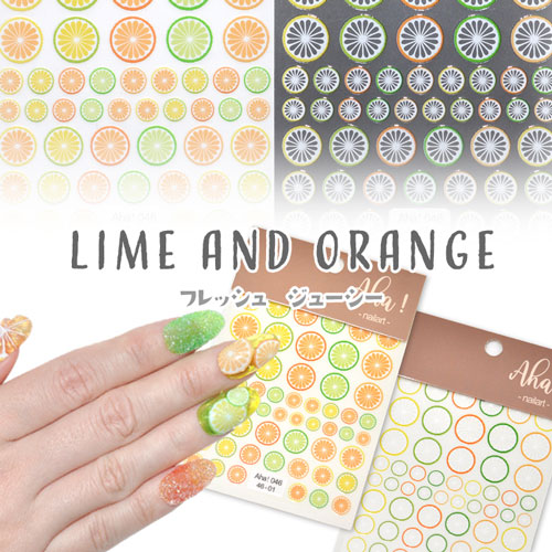 フルーツネイルシール ライム レモン オレンジ 極薄 透けない カラー