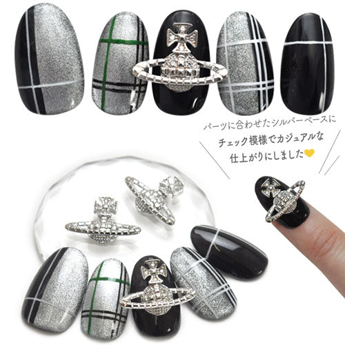ネイルパーツ メタルパーツ クリスタル ハート ピアス 惑星 シルバー