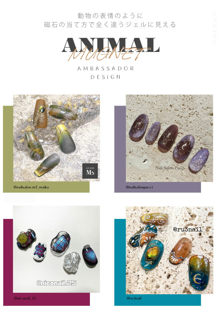 全6色セット】【ANIMAL☆MAGNET】マグネットネイル バイカラー くすみ