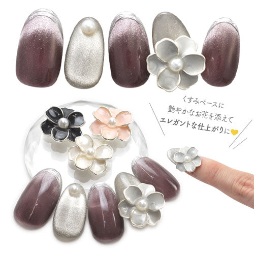 2個 メタルパーツ ネイルパーツ フラワー お花 パール | ネイル ジェル