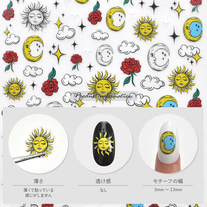 ネイルシール タロット 太陽 月 雲 薔薇 バラ | ジェルネイル ネイル ネイル用品 ジェル シール デコ用品 貼るだけ ジェルネイルシール ネイルアート ジェルネイルアート ネイルグッズ ネイル工房